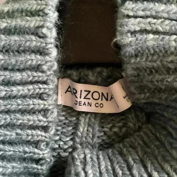 Arizona Jean Co Blue Cropped Mock Neck Long Sleeve Pullover Sweater Size Medium - Picture 8 of 9
